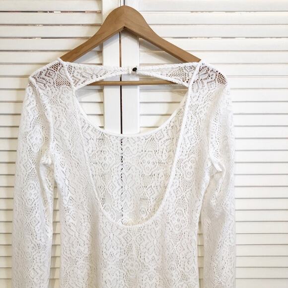 Anthropologie By Anthropologie White Floral Crochet Swim Cover or Maxi Dress - Picture 4 of 10